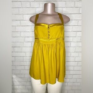 J. Crew Women's 100% Silk Gold Fall Babydoll Tank Top Size 6 New without tags.